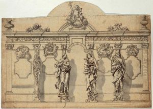 Ebauche d'un confessionnal avec lambris by Jan Pieter van Baurscheit the Elder