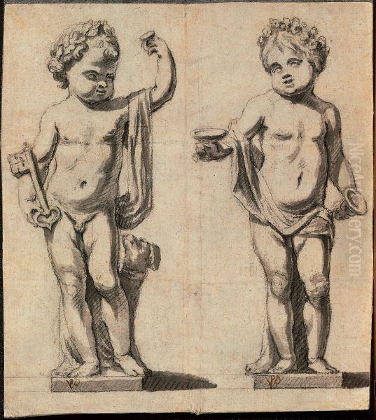Deux ebauches de statues d'enfants en position debout - view 1