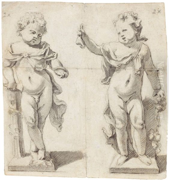 Deux ebauches de statues d'enfants en position debout - view 1