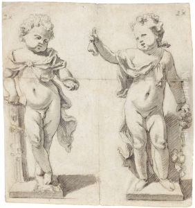 Deux ebauches de statues d'enfants en position debout