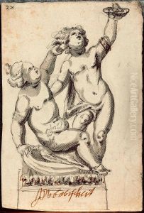 Design for a garden statue that also serves as a sundial by Jan Pieter van Baurscheit the Elder