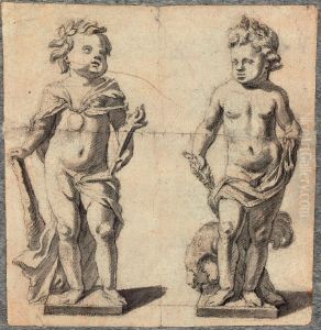 Deux ebauches de statues d'enfants en position debout