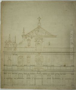 Arpentage de la facade de l'eglise Saint-Carolus Borromeus d'Anvers Arpentage de la facade de l'eglise Saint-Carolus Borromeus d'Anvers