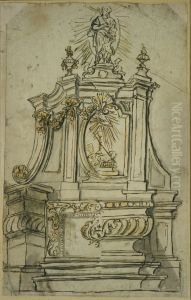 Ontwerp met varianten voor een altaar by unknown