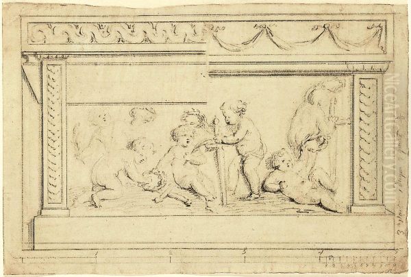 Ontwerp voor een decoratief paneel (schoorsteenmantel?) - view 1