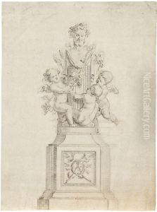 Preliminary sketch of Bacchus with putti