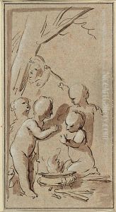 Schets van een allegorie van de Winter