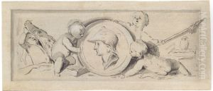 Esquisse d'un dessus de porte avec Pallas Athenee (Athena) by Jacob de Wit