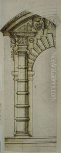 Ebauche d'un encadrement de porte avec arc en plein cintre by unknown