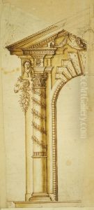 Ebauche de la moitie gauche d'un encadrement de porte by unknown