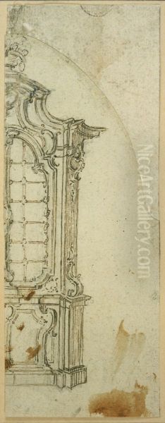 Design for a sacristy display case in Rococo style - view 1