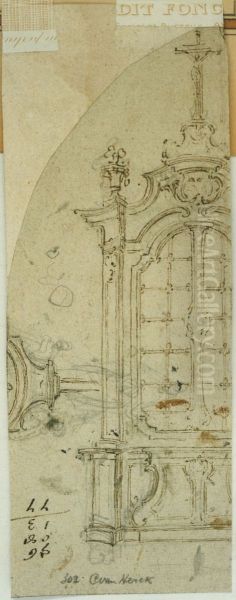 Design for a sacristy display case in Rococo style - view 1