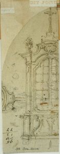 Design for a sacristy display case in Rococo style by unknown