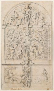 Ontwerp voor de zogenaamde "Engelenpoort" van de Augustijnerkerk te Tienen by Abraham van Diepenbeeck