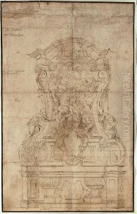 Entwurfsskizze fur den Hochaltar der Michaelskirche in Waarloos by Theodoor Verhaegen