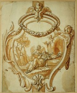 Design for a torch shield with St. Francis of Assisi in ecstasy