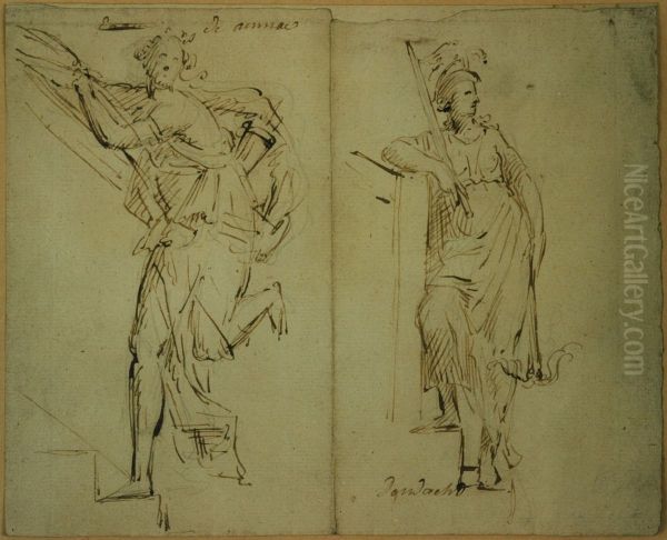 Esquisse de deux figures allegoriques - view 1