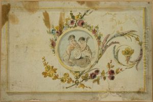 Ebauche d'un panneau decoratif avec medaillon by unknown