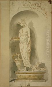 Femme avec harpe, sur une scene
