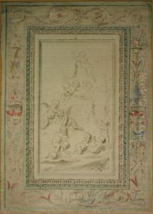 Design for a painted panel with putti by unknown