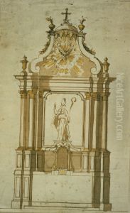 Entwurf fur einen Altar mit Bischof by unknown