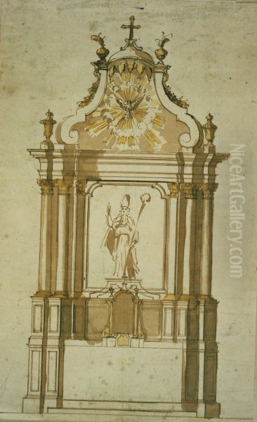 Ebauche d'un autel avec eveque - view 1