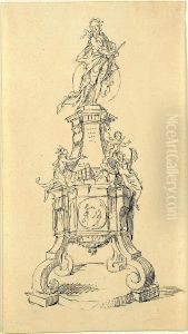 Kaiserstandbild (oder Standbild eines Heerfuhrers?) auf monumentalem Sockel by Willem Jacob Herreyns