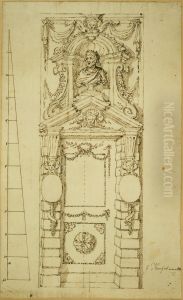 Design for a door frame by Willem Jacob Herreyns