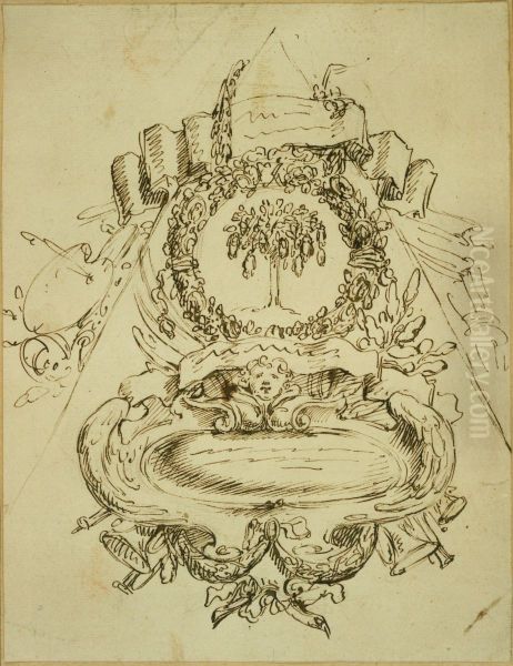 Pyramide avec cartouche et elements decoratifs - view 1