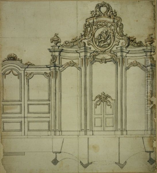 Design for a confessional and panelling in Rococo style - view 1