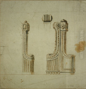 Ebauche de trois poteaux d'escalier style Louis XVI Ebauche de trois poteaux d'escalier style Louis XVI