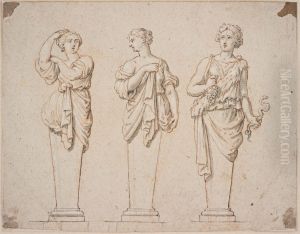 Trois hermes feminins by unknown