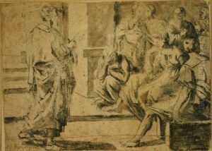 Apostel predigend vor einem Publikum by Abraham van Diepenbeeck