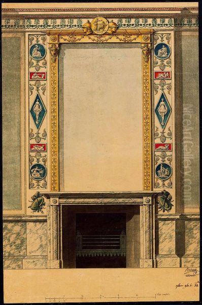 Ebauche de cheminee avec miroir dans le style Empire - view 1
