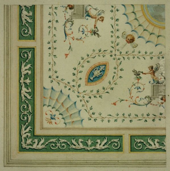 Design for a decorative detail of a ceiling in Neo-Classical style - view 1