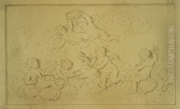 Pen drawing of children at play - view 1