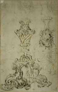 Design for the base of a candlestick by Willem Jacob Herreyns