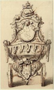 Varianteontwerp voor de achterkant van wagen II voor de "Praeltrein" van Sint-Rumoldus in Mechelen by Willem Jacob Herreyns