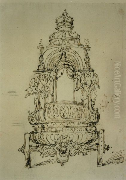 Design for the back of float III for the "Praeltrein" procession of St. Rumbold in Mechelen - view 1