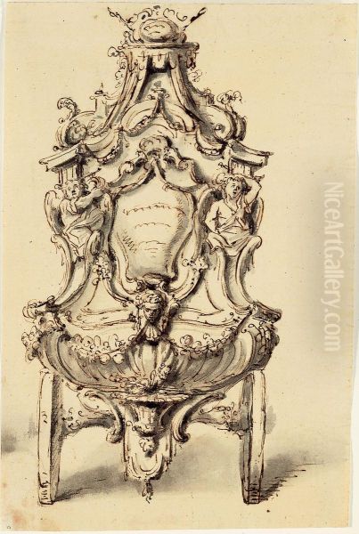 Design for the back of float IV for the "Praeltrein" procession of St. Rumbold in Mechelen - view 1