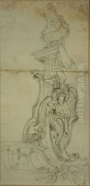 Design for a detail of the back of float IV for the "Praeltrein" procession of St. Rumbold in Mechelen - view 1