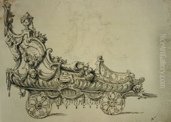 Ontwerp voor de zijkant van wagen IV voor de "Praeltrein" van Sint-Rumoldus in Mechelen - view 1