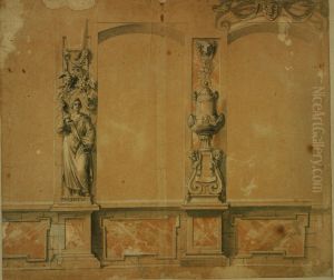 Detail of the decoration of a theatre (?) with the allegorical figure of Prudence by unknown
