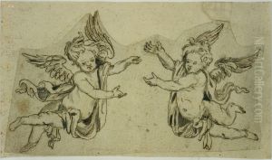 Ebauche de deux anges volants by unknown