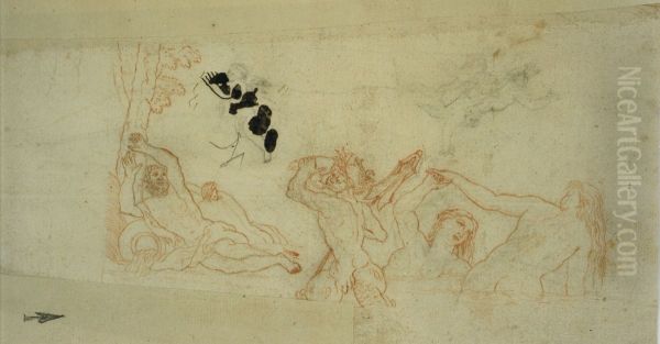 Tableau representant un dieu fleuve et des nymphes - view 1