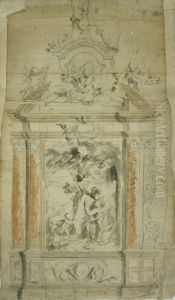 Autel representant saint Sebastien soigne par des anges Autel representant saint Sebastien soigne par des anges