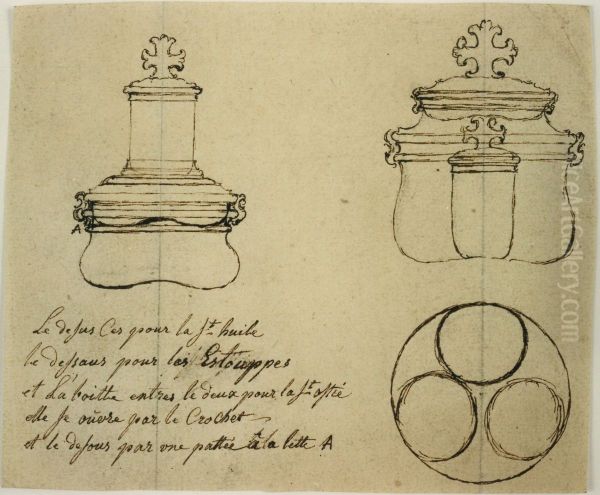 Design for a pot for extreme unction and for a pyx - view 1