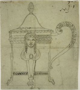 Design for a silverware jug with female figures by unknown