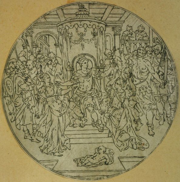 Medaillon mit Darstellung des Urteils von Salomon - view 1