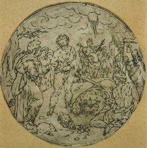 Medaillon representant David et Goliath (?) by unknown